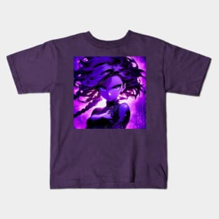 Anime girl in purple aesthetic Kids T-Shirt
